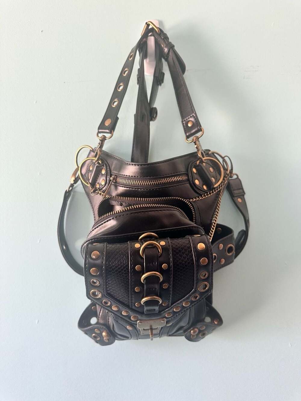 Gothic Retro Steampunk PU Waist Bag Fanny Pack Crossbody Bag for Women Men Wais